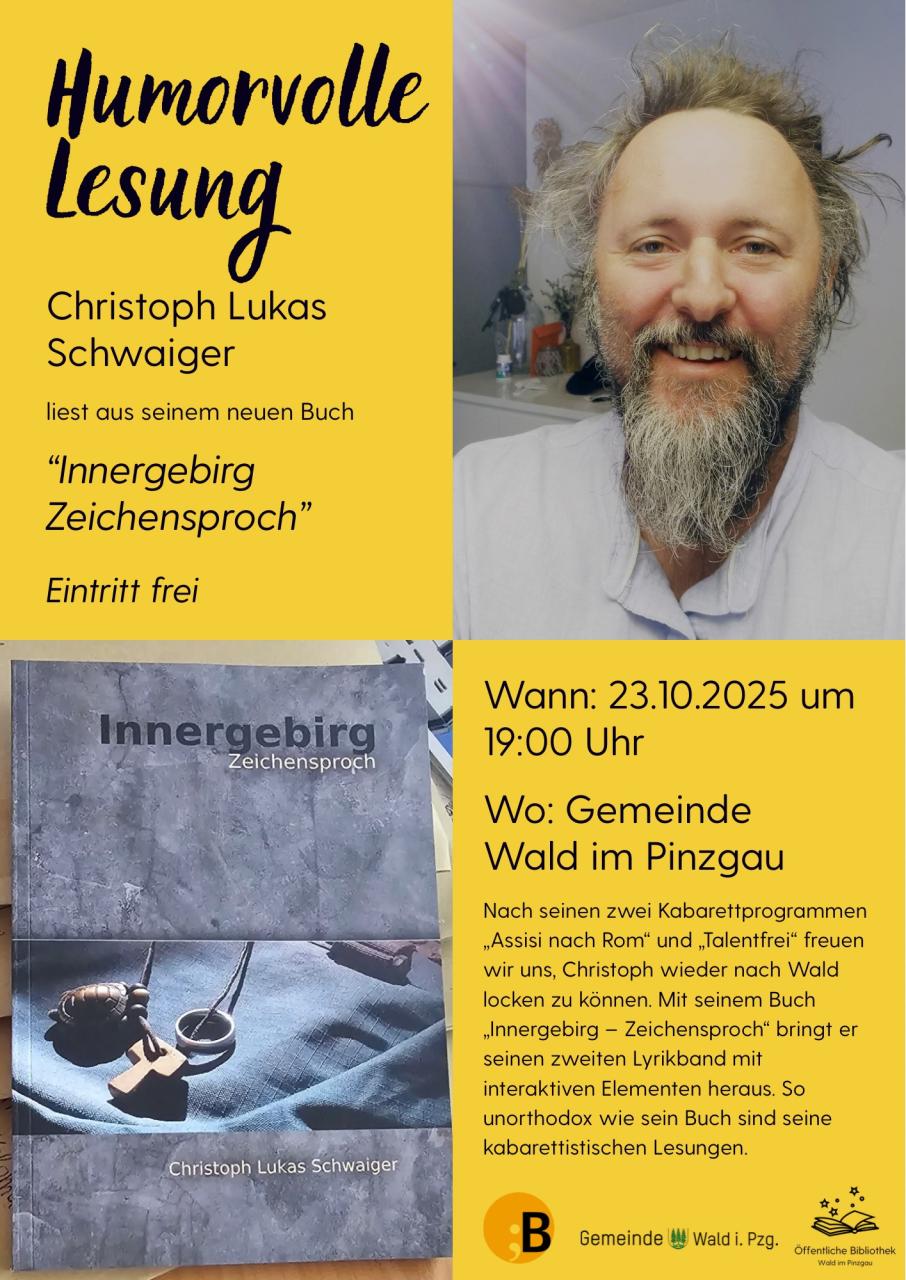 Christoph Lukas Schwaiger liest aus seinem Buch "Inntergebirg Zeichensproch"